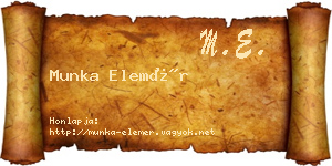 Munka Elemér névjegykártya